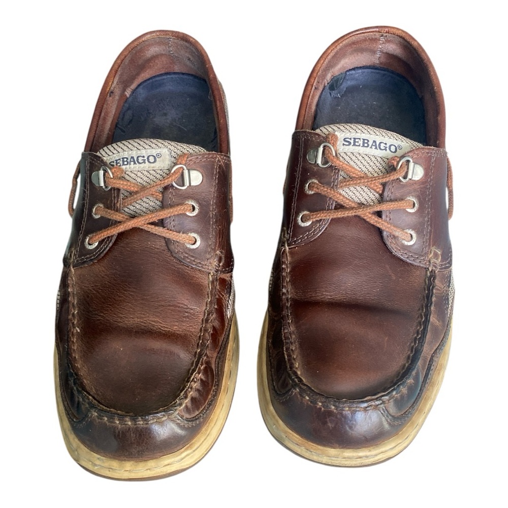 Sebago Dockside Brown Leather Boat Shoes Men’s 11 Nautical Preppy EUC